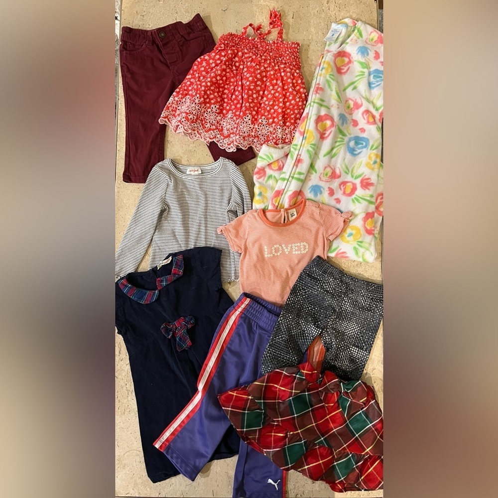 Girl’s Cloths Bundle 12-18 Months Dresses, Shirts, Pants,Skirts, Sleepsack  9 Pc